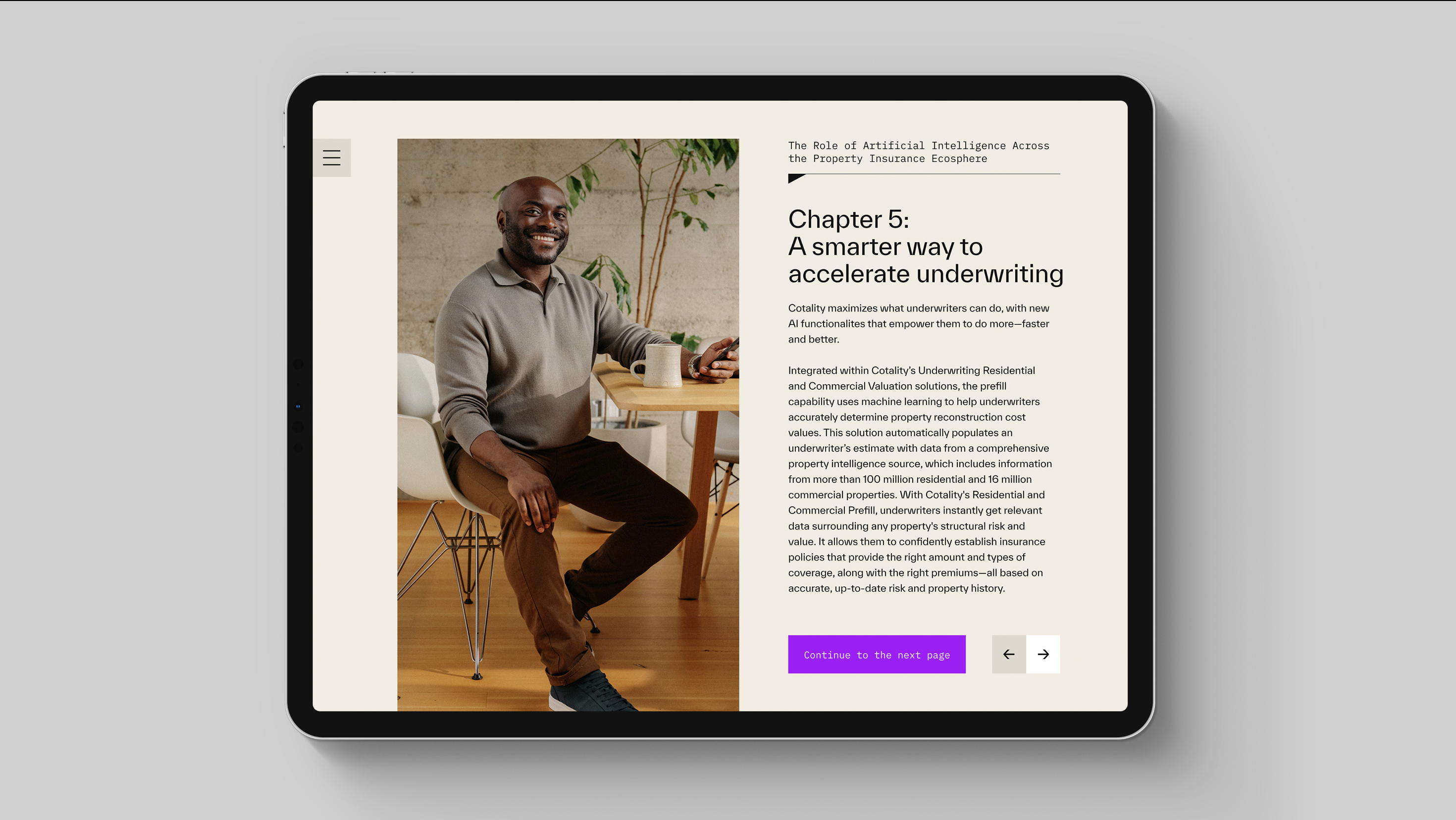 Cotality — content page on iPad