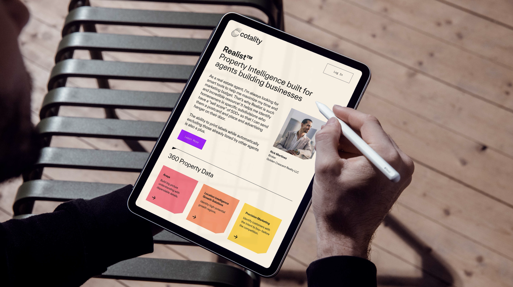 Cotality website on iPad