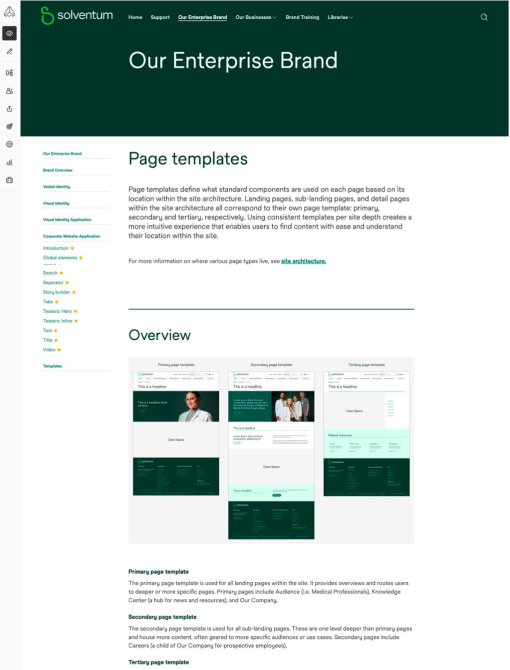 Brand center — page templates