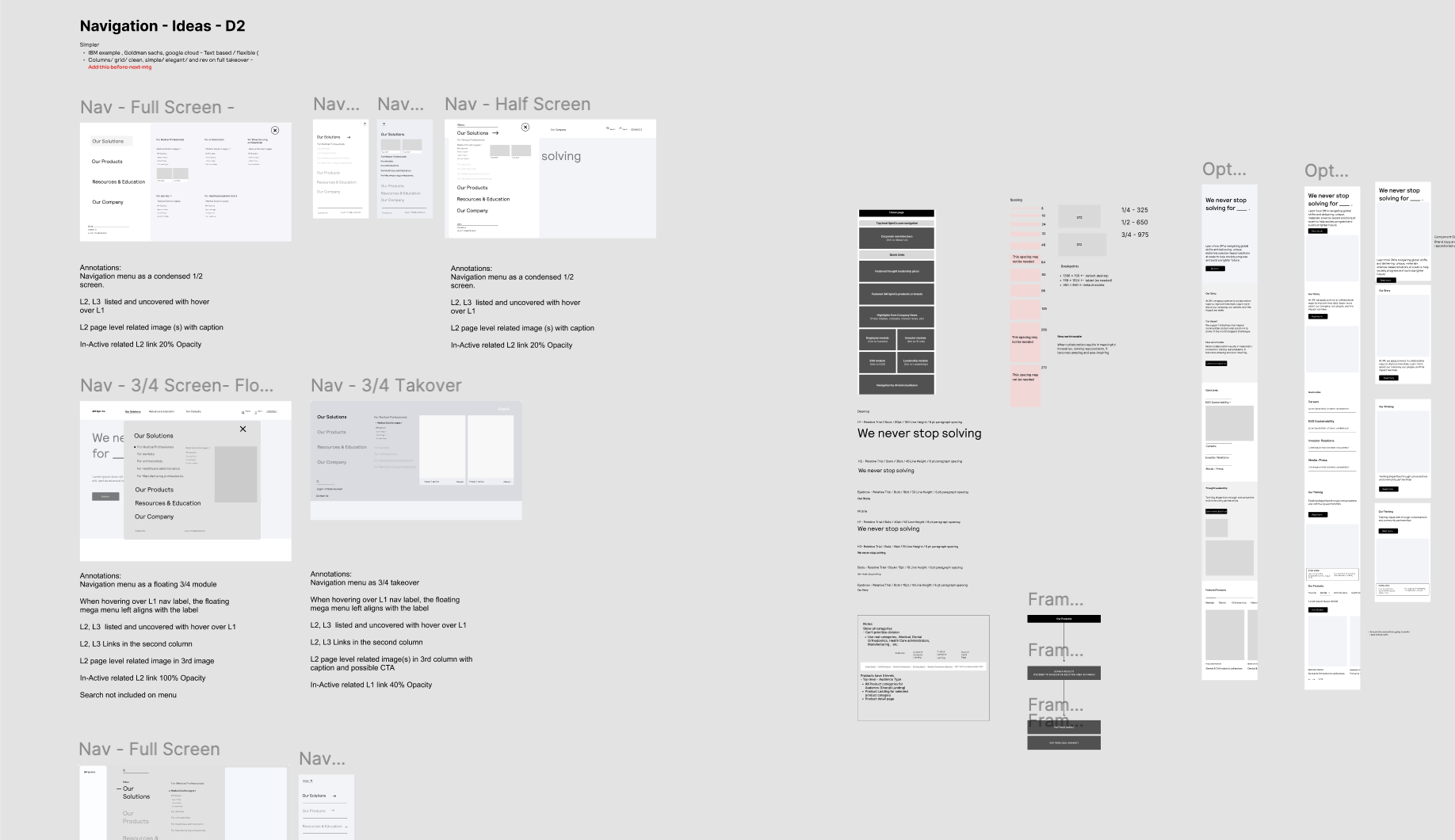 Early design exploration — layout iterations